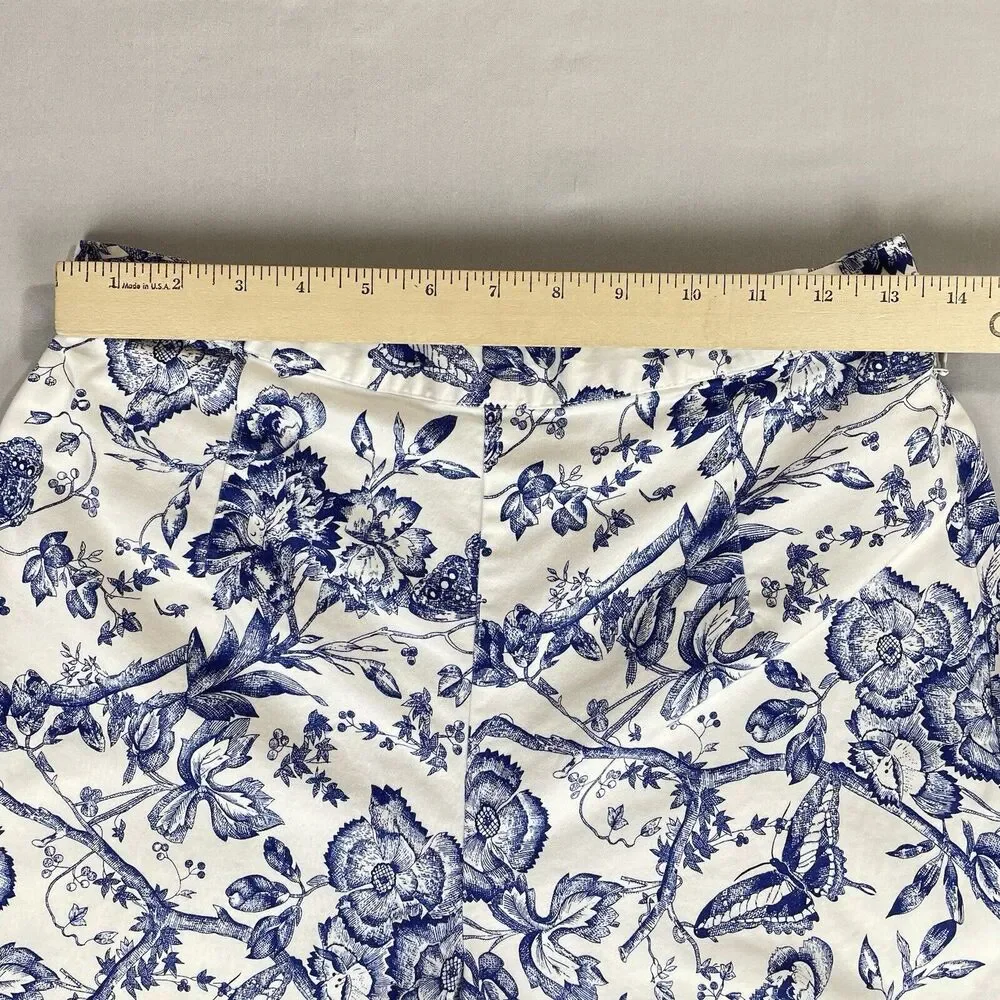 Bill Blass White Floral Print Capri Jeans Women's 8 Perfect Fit High Rise Mom - Picture 11 of 16